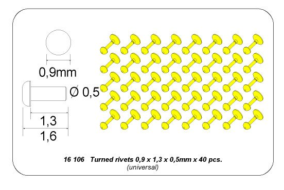 Rivets tournés Aber 16106 0,9 x 1,3 x 0,5 mm 40 pièces (1/16) – image 3