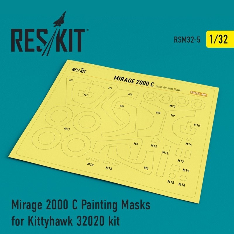 Masques de peinture RESKIT RSM32-0005 Mirage 2000 C pour kit Kittyhawk 32020 au 1/32