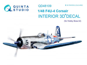 Intérieur imprimé en 3D et coloré sur papier décalcomanie Quinta Studio QD48109 F4U-4 (pour kit HobbyBoss) 1/48
