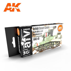 AK Interactive AK11646 3G COULEURS DU DÉSERT BRITANNIQUE AFRIQUE DU NORD ET MÉDITERRANÉENNE 1940-1943 6 x 17 ml