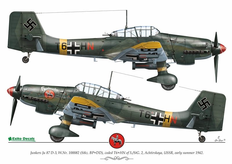 Décalcomanies Exito ED72004 Luftwaffe Ground Attackers vol.1 - Ju 87 D-3, Hs 129, Fw 190F-8 1/72  – image 2