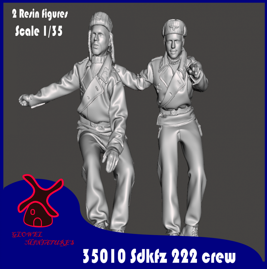 Glowel Miniatures 35010 Équipage du Sdkfz 222 au 1/35 