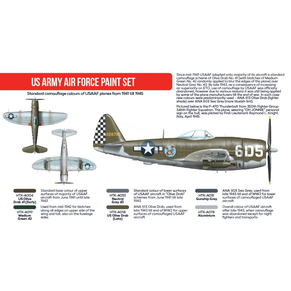 Coffret de peinture Hataka HTK-AS04.2 US Army Air Force (6 x 17 ml) – immagine 2
