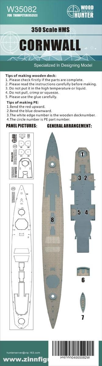 Wood Hunter W35082 HMS Cornwall (pour Trumpeter 05353) 1/350