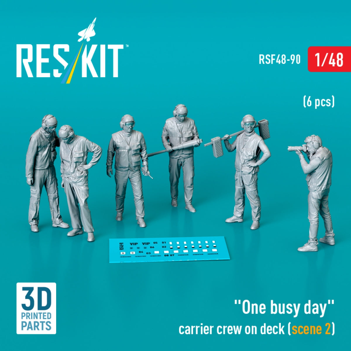 RESKIT RSF48-0090 "One busy day" carrier crew on deck (scene 2) (6 pcs) (3D Printed) 1/48