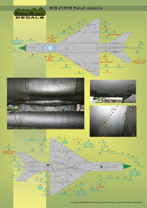 ModelMaker Decals D48020 MiG-21PFM/M/MF/bis/UM Pochoirs polonais 1/48 – immagine 10