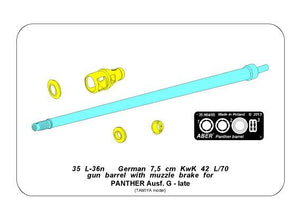 Aber 35L-036n German 7,5cmKwK42L/70 gun barrel with muzzle brake for Panther Ausf. G Late 1/35 – zdjęcie 9