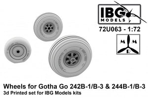 Roues IBG 72U063 pour Gotha Go 242B-1/B-3 et 244B-1/B-3, imprimées en 3D pour les maquettes IBG Models à l&amp;#39;échelle 1/72.