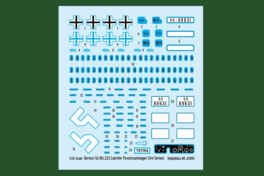 Hobby Boss 83816 allemand Sd.Kfz.222 Leichter Panzerspahwagen (1/35) – immagine 3