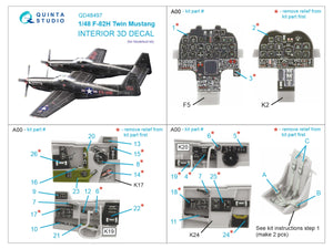 Intérieur coloré imprimé en 3D sur papier décalcomanie Quinta Studio QD48497 F-82H Twin Mustang (Modelsvit) 1/48  – image 2