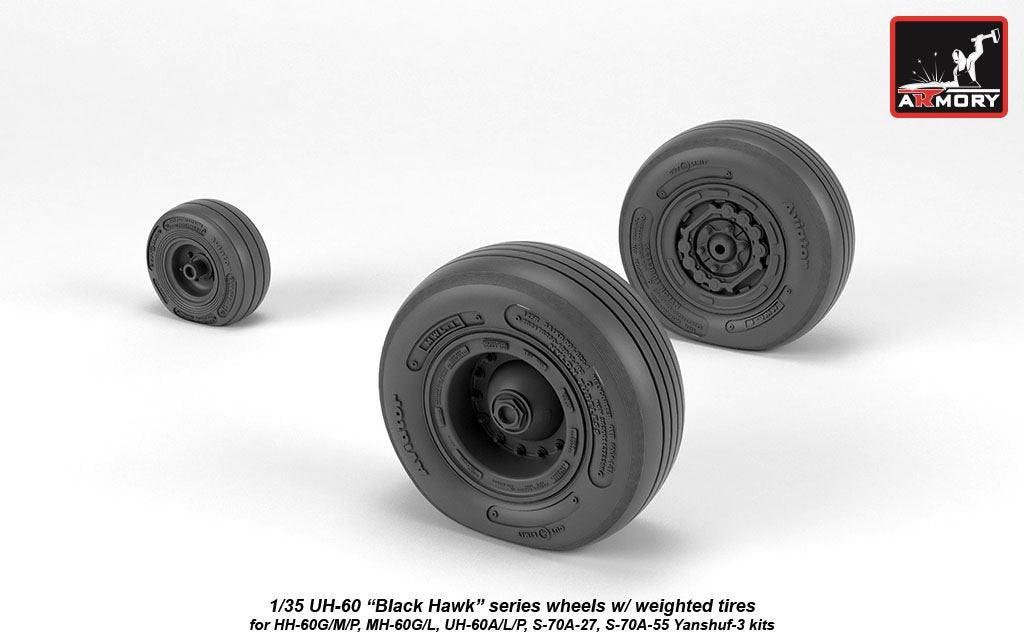 Roues Armory Models AW35303 UH-60 Black Hawk avec pneus lestés 1/35
