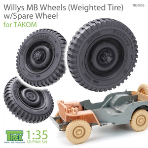 Roues T-Rex Studio TR35055 Willys MB (pneu lesté) avec roue de secours 1/35