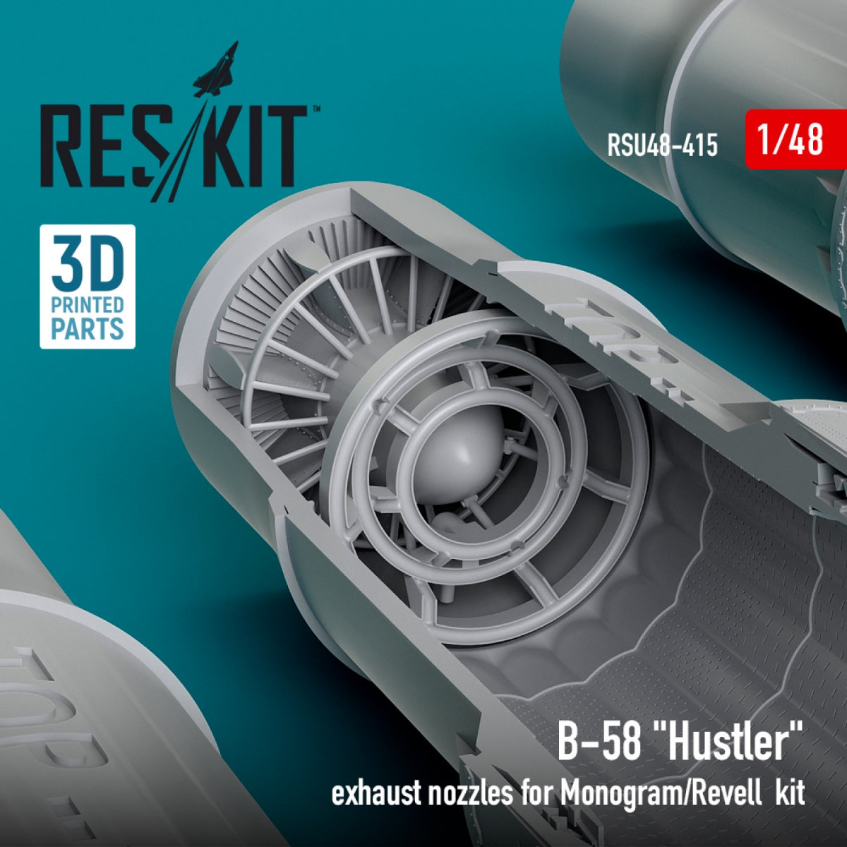 RESKIT RSU48-0415 B-58 &amp;quot;Hustler&amp;quot; exhaust nozzles for Monogram/Revell kit (3D Printed) 1/48 – zdjęcie 2