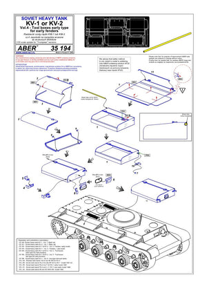 Aber 35194 Char lourd russe KV-1, KV-2 - vol. 4 - ensemble supplémentaire - boîtes à outils type ancien pour les premiers garde-boues (1/35) – image 5