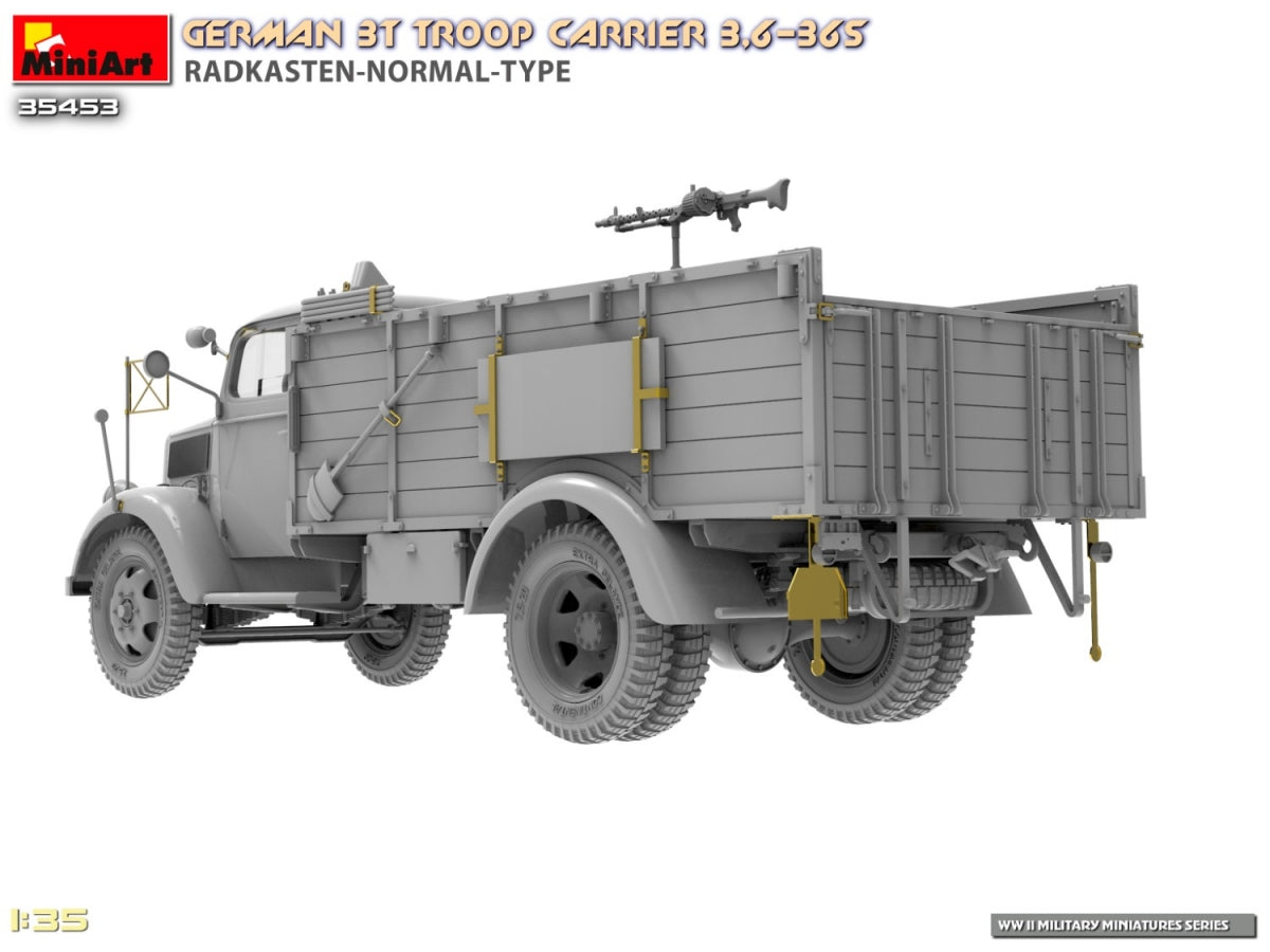 Miniart 35453 Transport de troupes allemand de 3 tonnes 3.6-36S Radkasten-Normal-Type 1/35 – imagen 12