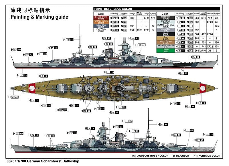 Trumpeter 06737 Cuirassé allemand Scharnhorst 1/700 – immagine 4