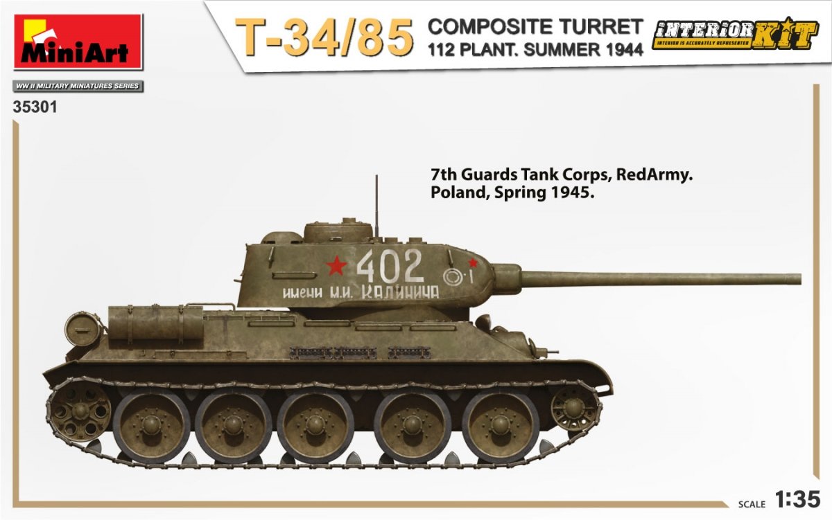 TOURELLE COMPOSITE MiniArt 35301 T-34/85. 112 USINE. KIT INTÉRIEUR ÉTÉ 1944 1/35 – immagine 7
