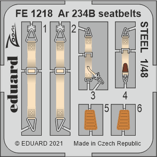 Ceintures de sécurité Eduard FE1218 Ar 234B en acier HASEGAWA/HOBBY 2000 1/48