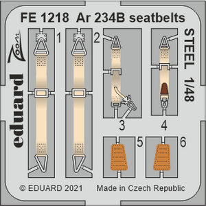 Ceintures de sécurité Eduard FE1218 Ar 234B en acier HASEGAWA/HOBBY 2000 1/48