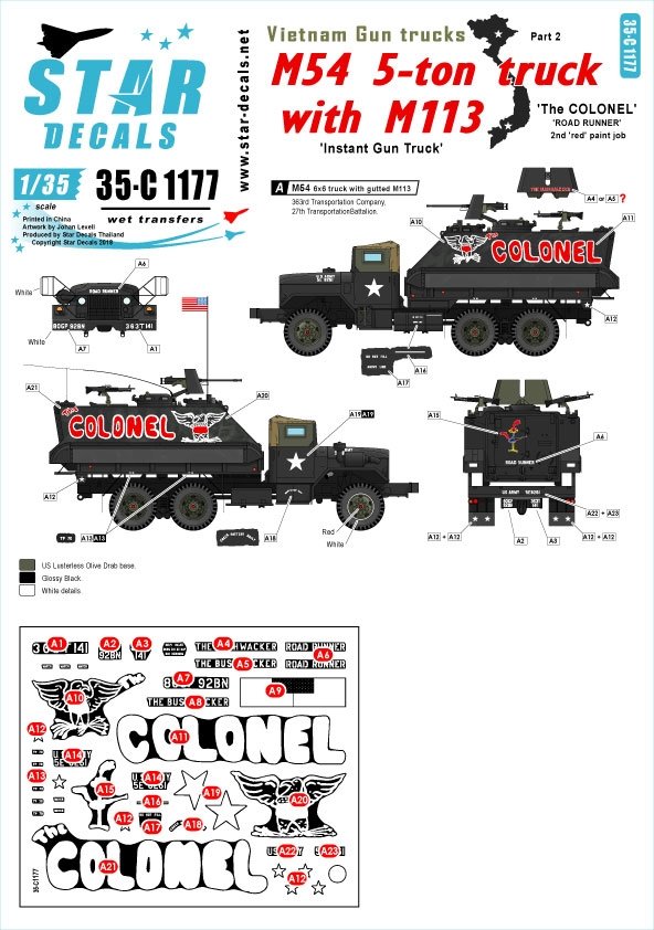 Star Decals 35-C1177 Camions armés du Vietnam 2 1/35