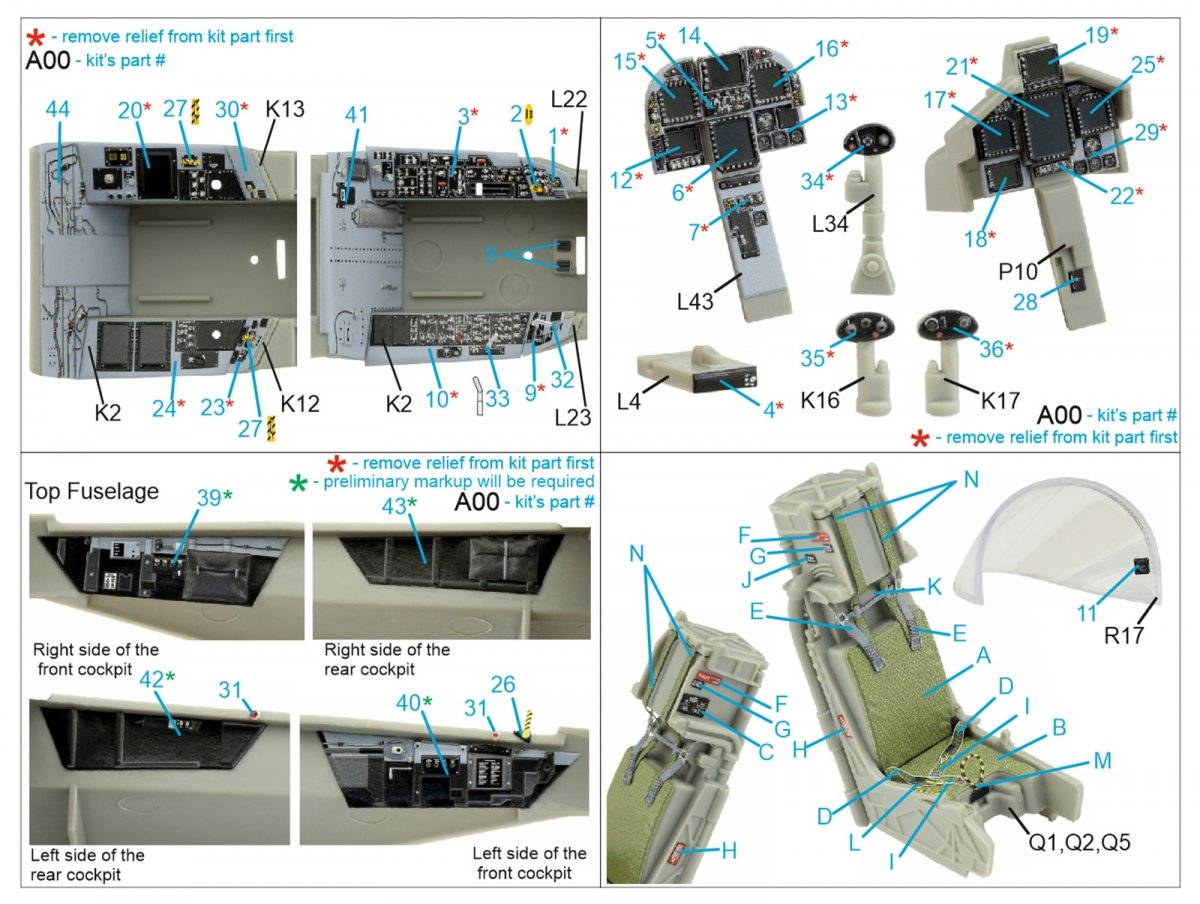 Quinta Studio QD32100 F/A-18F late / EA-18G 3D-Printed &amp;amp; coloured Interior on decal paper (Trumpeter) 1/32 – zdjęcie 7