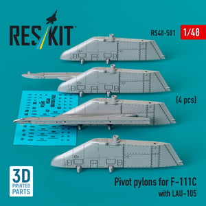 RESKIT RS48-0501 Pylônes de pivot pour F-111C avec LAU-105 (4 pièces) (Impression 3D) 1/48 – image 3