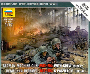 Zvezda 6106 MITRAILLEUSE ALLEMANDE MG-34 AVEC ÉQUIPAGE 1939-42 (1/72)