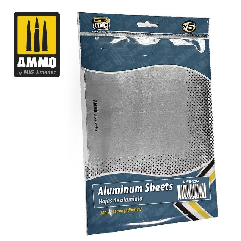 MUNITIONS de Mig Jimenez 8247 FEUILLES D&amp;#39;ALUMINIUM 280x195 mm
