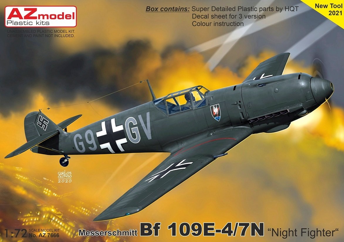 Maquette AZ7666 Bf 109E-4/7 « Chasseur de nuit » au 1/72