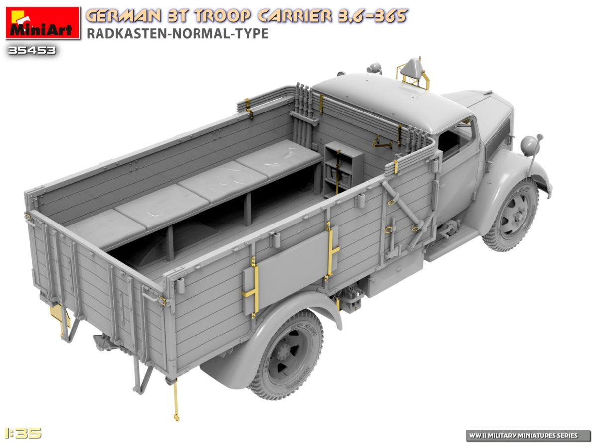 Miniart 35453 Transport de troupes allemand de 3 tonnes 3.6-36S Radkasten-Normal-Type 1/35 – imagen 15