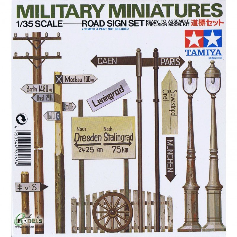 Tamiya 35067 Ensemble de panneaux de signalisation routière (1/35)