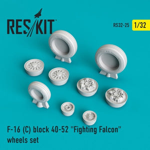 RESKIT RS32-0025 Jeu de roues F-16 (C) bloc 40-52 « Fighting Falcon » 1/32