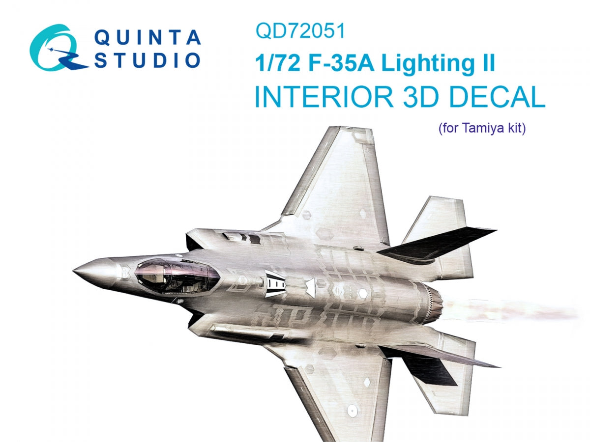 Intérieur imprimé en 3D et coloré sur papier décalcomanie Quinta Studio QD72051 F-35A Lighting II (Tamiya) 1/72