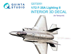 Intérieur imprimé en 3D et coloré sur papier décalcomanie Quinta Studio QD72051 F-35A Lighting II (Tamiya) 1/72