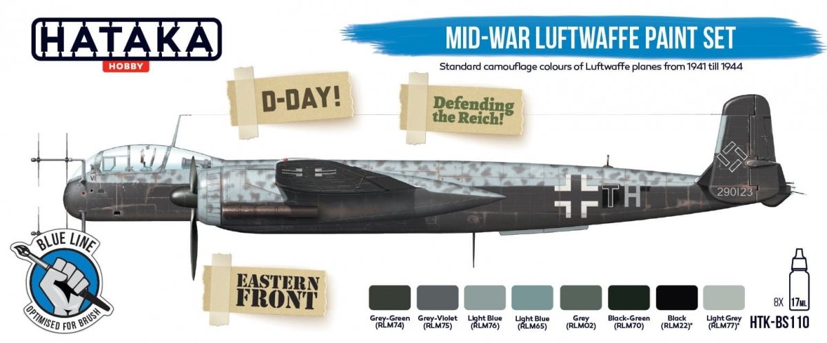 Hataka HTK-BS110 Ensemble de peinture Luftwaffe de mi-guerre (8x17 ml)