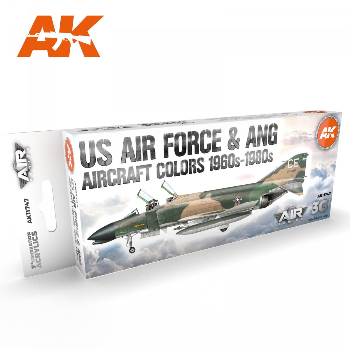 AK Interactive AK11747 Couleurs des avions de l&amp;#39;US Air Force et de la Garde nationale aérienne (années 1960-1980) 8 x 17 ml
