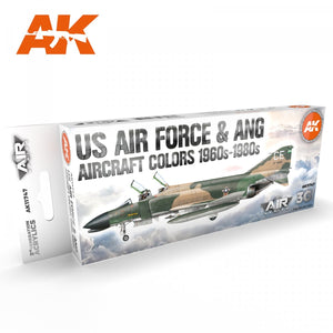 AK Interactive AK11747 Couleurs des avions de l&amp;#39;US Air Force et de la Garde nationale aérienne (années 1960-1980) 8 x 17 ml
