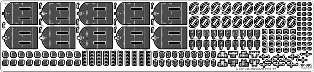 Pontos 35026FB USS BB-63 Missouri 1945 Ensemble de détails (Pont en bois teinté bleu 20B) (1/350) – Bild 18