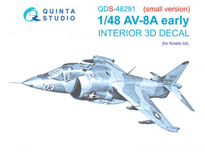 Intérieur imprimé en 3D et coloré sur papier décalcomanie Quinta Studio QDS-48291 AV-8A (version initiale) (petite version) 1/48