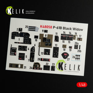 KELIK K48058 P-61B BLACK WIDOW - Décalcomanies 3D pour intérieur de maquette GWH au 1/48  – Bild 3