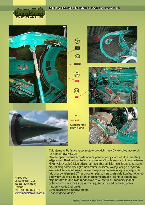 ModelMaker Decals D48020 MiG-21PFM/M/MF/bis/UM Pochoirs polonais 1/48 – immagine 11