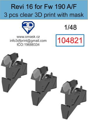 Masque Omask 104821 Revi 16 pour Fw 190 A/F, impression 3D transparente (3 pièces), échelle 1/48 – Bild 2