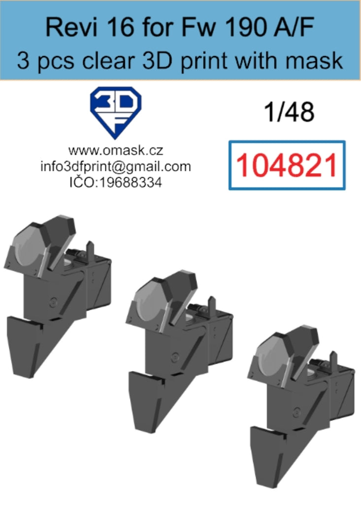 Masque Omask 104821 Revi 16 pour Fw 190 A/F, impression 3D transparente (3 pièces), échelle 1/48 – Bild 2