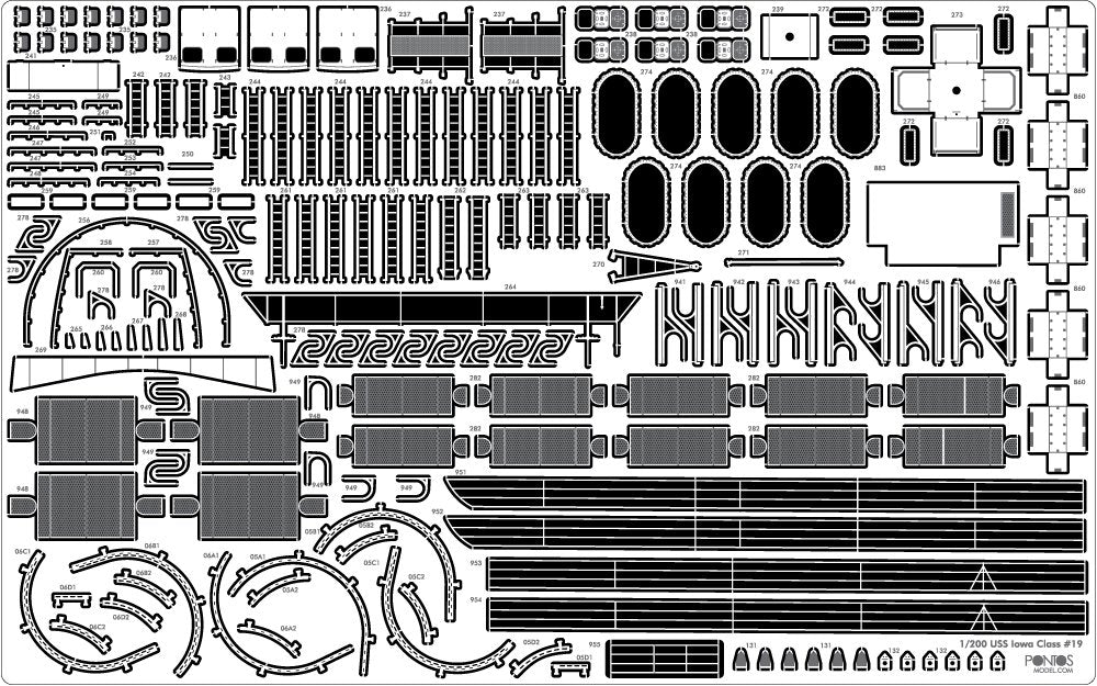 Pontos 23005F1 USS BB-61 Iowa 1944 Ensemble de détails (Pont en bois teinté bleu 20B) (1/200)  – image 17