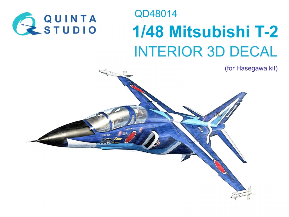 Intérieur coloré imprimé en 3D sur papier décalcomanie Quinta Studio QD48014 Mitsubishi T-2 (Hasegawa) 1/48