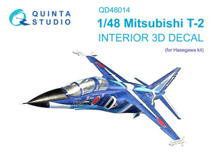 Intérieur coloré imprimé en 3D sur papier décalcomanie Quinta Studio QD48014 Mitsubishi T-2 (Hasegawa) 1/48
