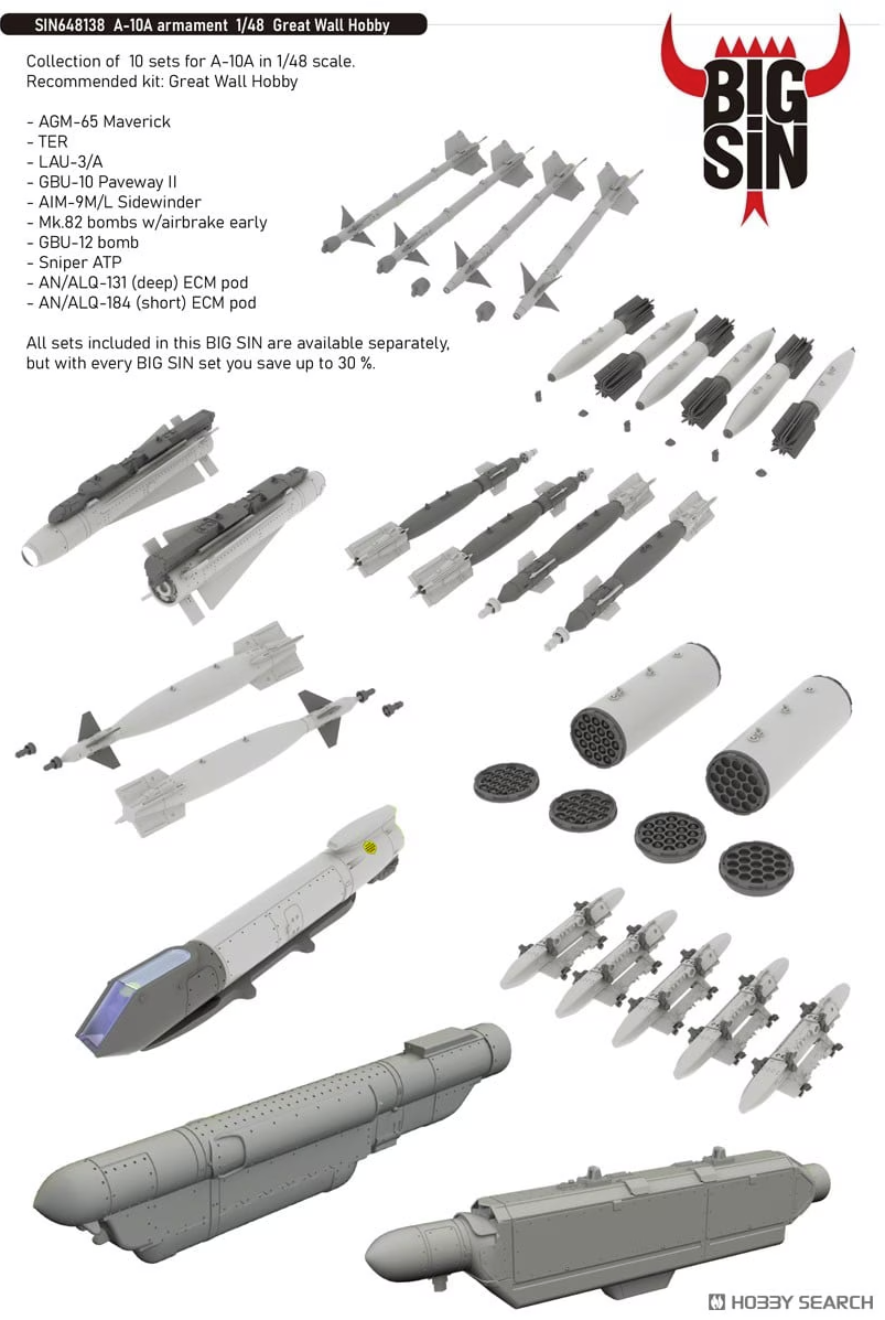 Armement Eduard SIN648138 A-10A GREAT WALL HOBBY 1/48
