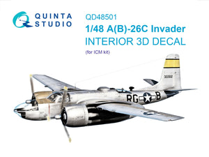 Intérieur imprimé en 3D et coloré sur papier décalcomanie Quinta Studio QD48501 A-26C Invader (ICM) 1/48