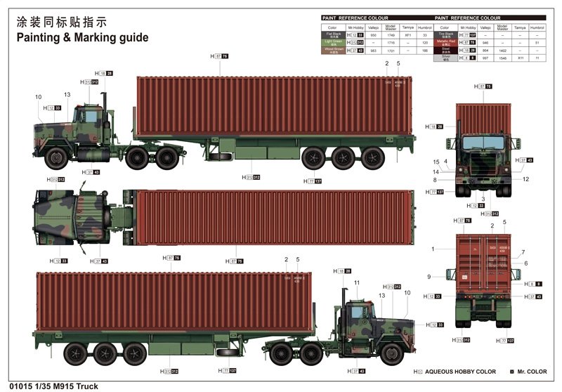 Tracteur Trumpeter 01015 M915 avec remorque plateau M872 / conteneur 40 pieds 1/35 – immagine 2