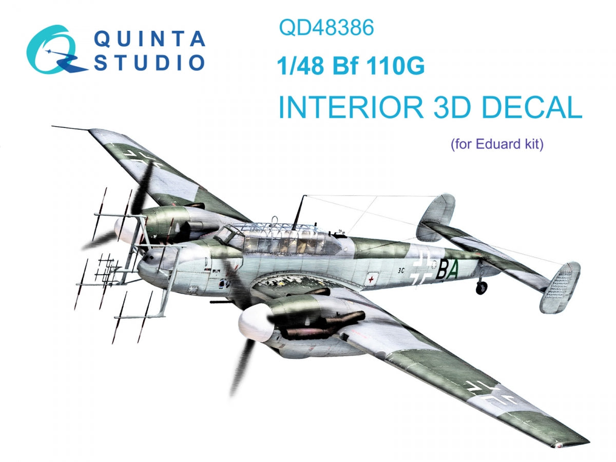 Intérieur imprimé en 3D et coloré sur papier décalcomanie Quinta Studio QD48386 BF 110G (Eduard) 1/48